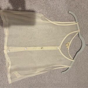 Sheer Cream Button-Down Tank Top